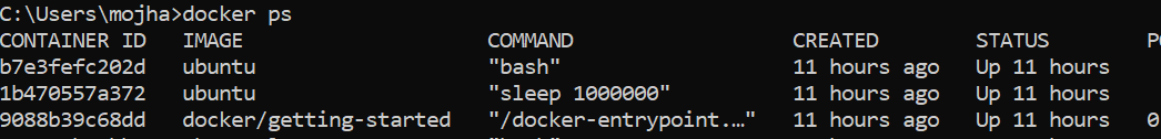 Docker ps