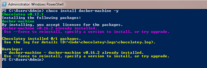 Choco install Docker Machine