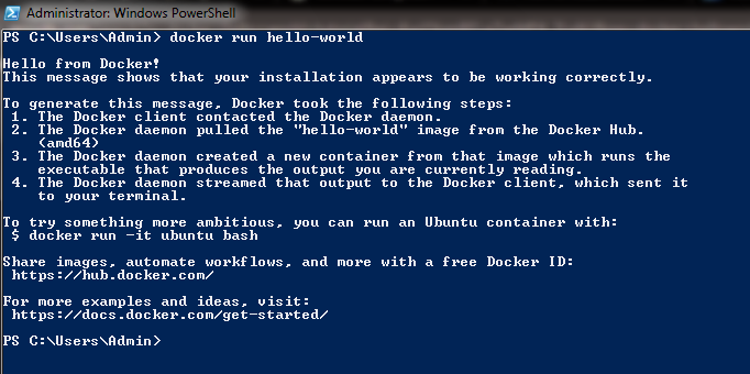 Docker run Hello World
