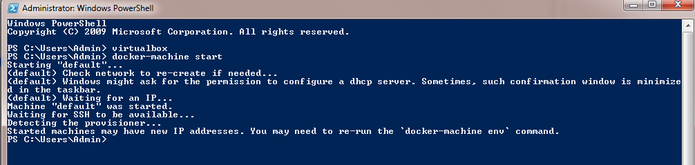 Docker Machine Start