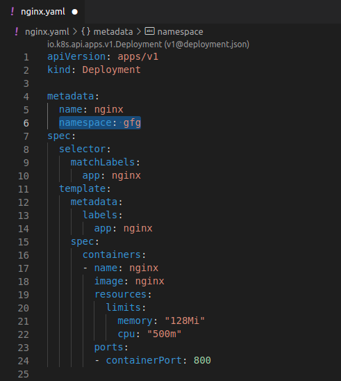 Create Pod in Specific Namespace 1